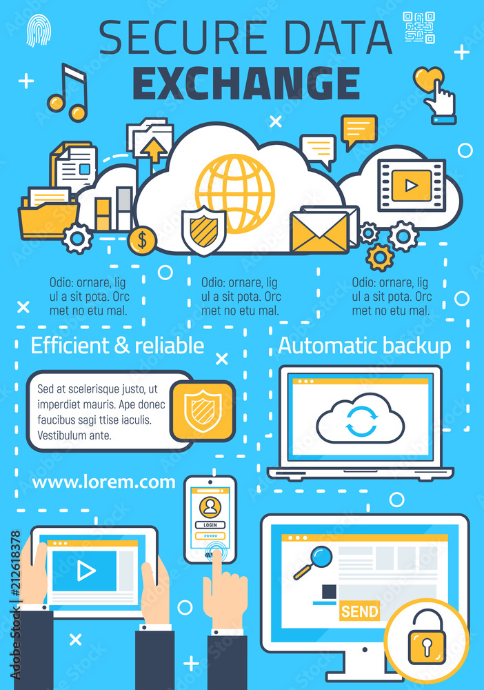 Poster Vector poster for secure online data exchange
