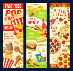 Fastfood restaurant menu vector banners