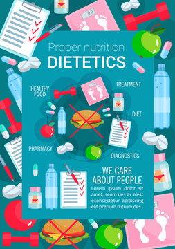 Vector medical poster for dietetics medicine