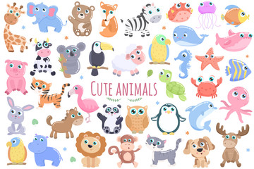 Obraz na płótnie Canvas Cute animals set.