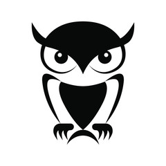 Icon owl. Flat sign owl. Isolated black logo owl on white background. Vector Illustration
