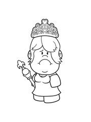 prinzessin königin krone weiblich hübsch großer kopf kleine frau mädchen gesicht traurig weinen heulen tränen unglücklich depressiv clipart comic cartoon
