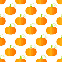 Fresh summer vegetable seamless pleattern. Decoration food design background in modern orange and yellow colors with pumpkin or squash vegetables. Creative vector illustration for healthy diet decor