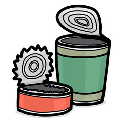 used tin cans / cartoon vector and illustration, hand drawn style, isolated on white background.