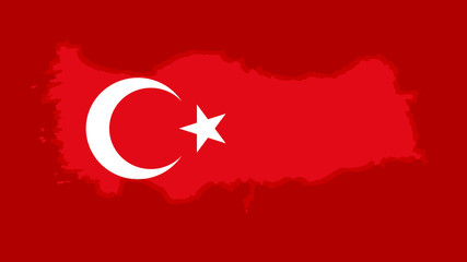 Obraz premium Turkish flag with a contour of border
