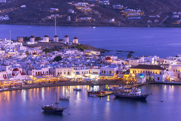 Traditional greek windmills on Mykonos island, Cyclades, Greece