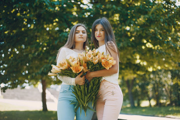 girls with bouquet