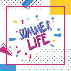 Lettering summer life. Abstract vector, hand drawing illustratio