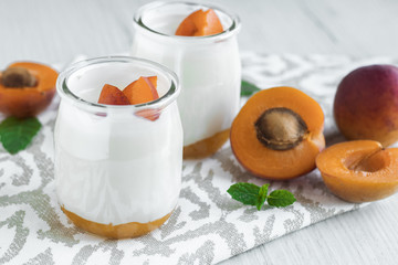 Fresh yogurt with apricots and mint