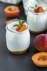 Fresh yogurt with apricots and mint