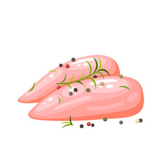 Chicken breast fillet with spices. Vector illustration cartoon flat icon isolated on white.
