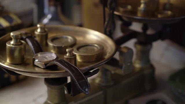 Old style scale and wrist watches