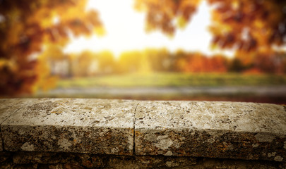Fototapeta premium Table background and autumn time 