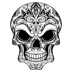 Day of The Dead, skull with floral ornament