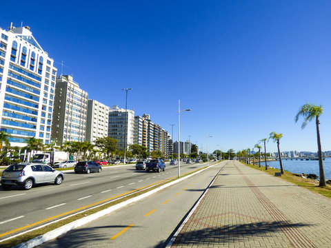 Florianopolis, Brazil - Circa June 2018: A view of Beira Mar Norte avenue in Florianopolis