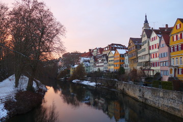 Fototapeta na wymiar The Neckar at Tübingen from the Eberle-bridge