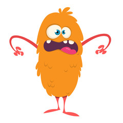 Happy cartoon monster character. Vector illustration of funny monster. Halloween design