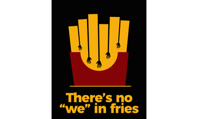 Vector illustration of French Fries in red Paper Box. Hands reaching for fries Poster.