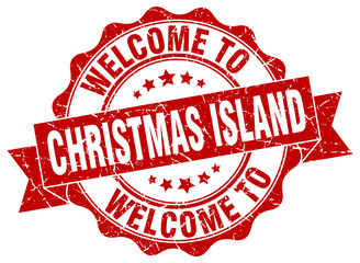 Obraz premium Christmas Island round ribbon seal