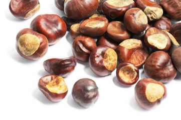 Chestnuts isolated on white background