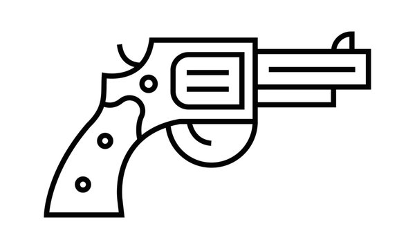 Pistol Gun Vector Illustration. Line Drawing. Pistol Icon