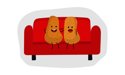 Couch Potato Couple Relaxing. Lazy concept. Relationship goals.