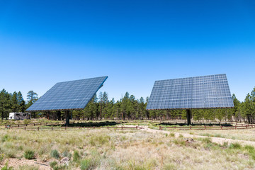 Giant solar panels in mountain scenario
