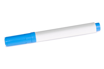 Marker blue pen on white background isolation