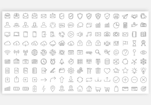 144 Thin Line Icons
