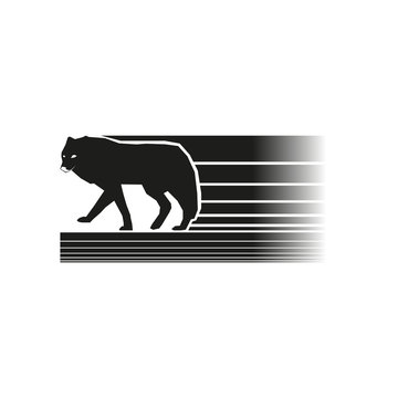 Black and white logo with the image of the Wolf. Vector illustration.