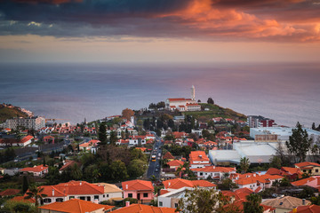 View from Pico dos Barcelos to the Funchal city, Madeira, Portugal