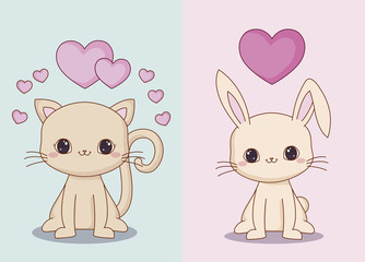 Kawaii animals and love design