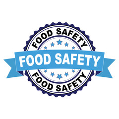 Obraz premium Blue black rubber stamp with Food safety concept