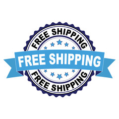 Blue black rubber stamp with Free shipping concept