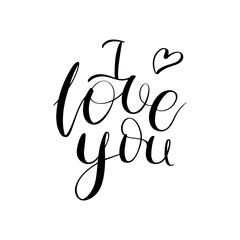 I Love you. Modern brush calligraphy. Romantic lettering made for postcard, inspirational quote, save the date card, greeting sign message decoration, posters. Happy Valentines day sign. Vector eps10.