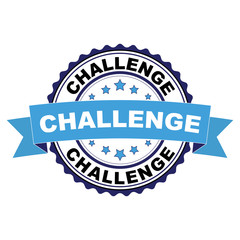 Blue black rubber stamp with Challenge concept