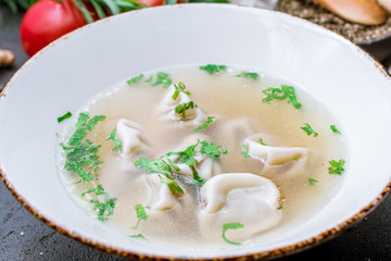 soup with khinkali