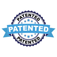 Obraz premium Blue black rubber stamp with Patented concept