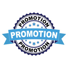 Blue black rubber stamp with Promotion concept