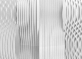 3d rendering. modern white curve panels wall background.