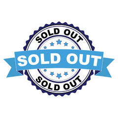 Blue black rubber stamp with Sold out concept