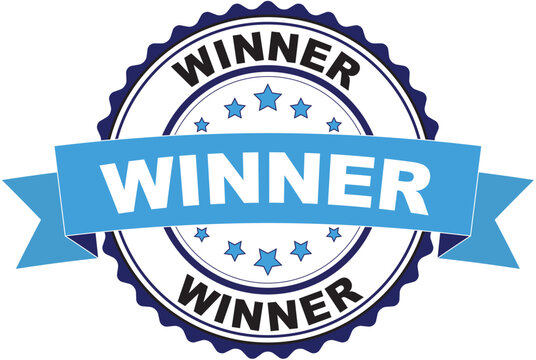 Blue black rubber stamp with winner concept