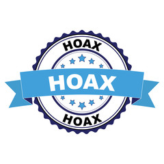 Blue black rubber stamp with Hoax concept