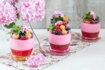 Multivitamin summer berry delicious panacotta.