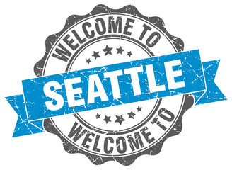 Fototapeta premium Seattle round ribbon seal