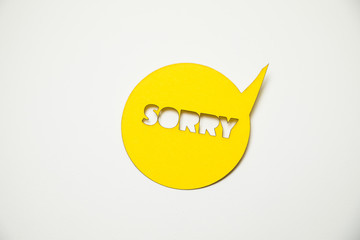 Speech bubble sticker with sorry.