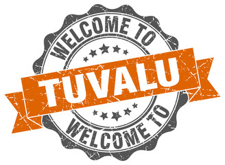 Obraz premium Tuvalu round ribbon seal