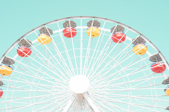 Vintage ferris wheel in an amusement park in California
