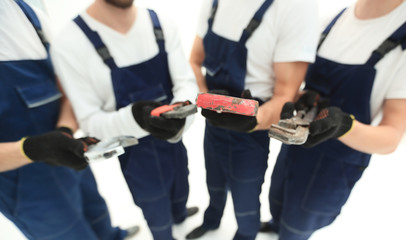 closeup.gas keys in the hands of the builders