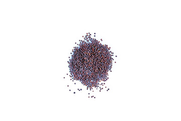 Black mustard seeds spices on white background